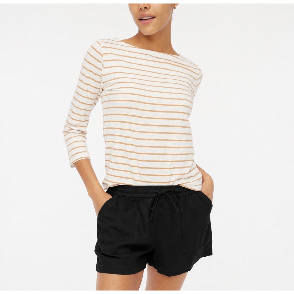 J.Crew Factory Women's Linen Blend Drawstring Shorts Black XL Coastal Nautical
